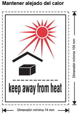ETIQUETA KEEP AWAY FROM HEAT - 105x74 mm - Bobina