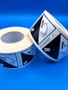 ETIQUETA CLASE 8 MATERIAS CORROSIVAS -  50X50 MM Bobina 1000 Unidades