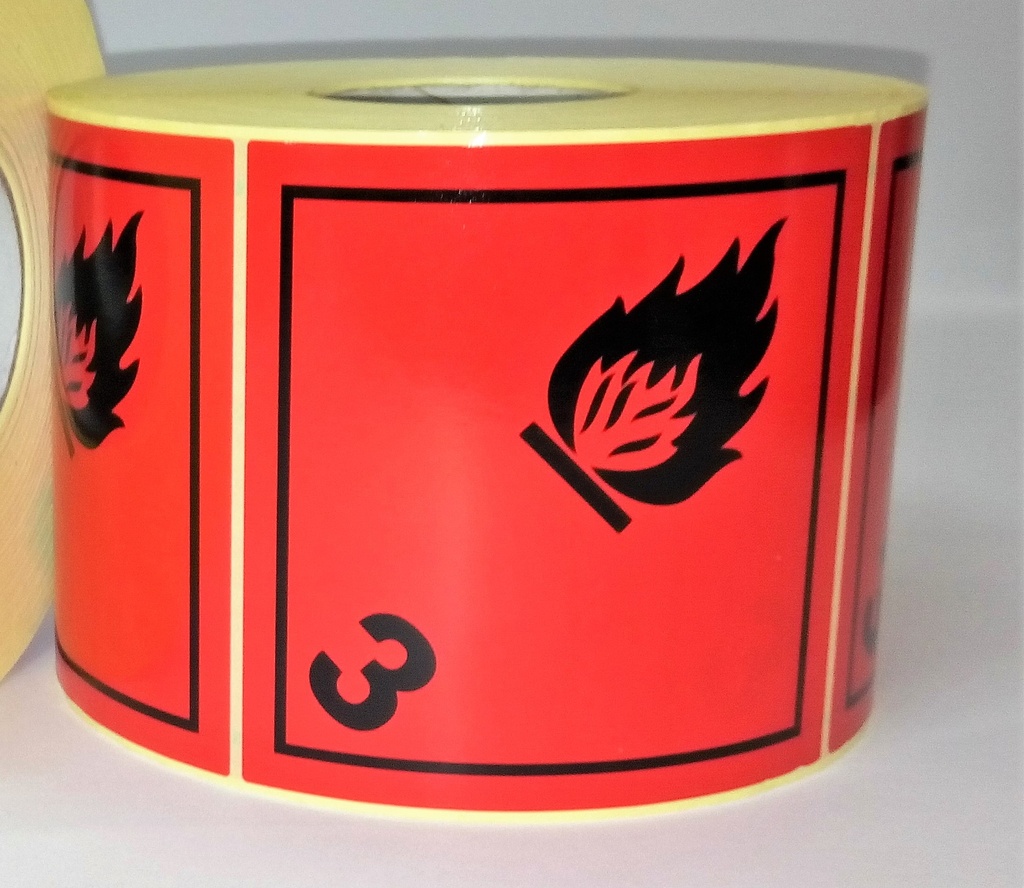 CLASE 3 LIQUIDOS INFLAMABLES 100X100 MM  Bobina 