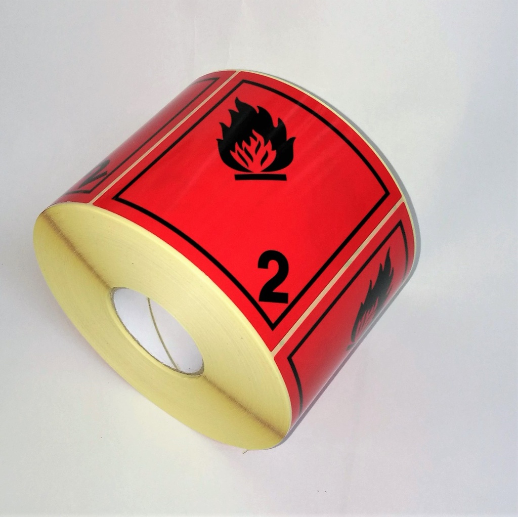 CLASS 2.1 FLAMMABLE GAS ADHESIVE LABEL 100x100 mm