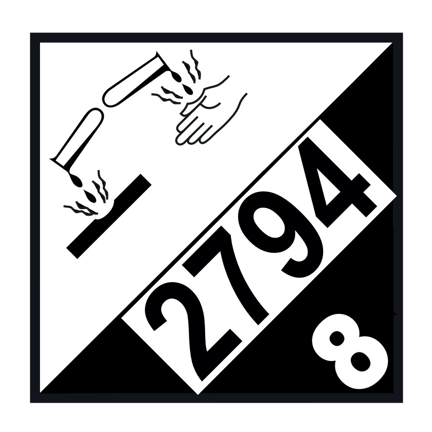 ETIQUETA CLASE 8 MATERIAS CORROSIVAS + NUMERACIÓN INTERIOR 300x300 mm - BOBINA 