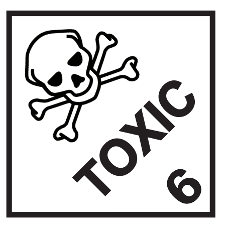 CLASE 6.1 MATERIAS TÓXICAS ( TEXTO TOXIC) 250x250mm Bobina
