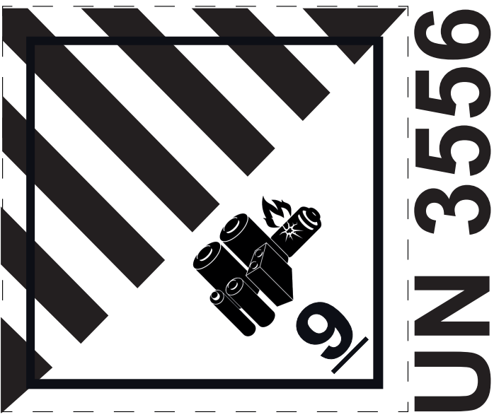 ETIQUETA CLASE 9A BATERIAS - UN 3556 LATERAL 105X125 MM BOBINA  