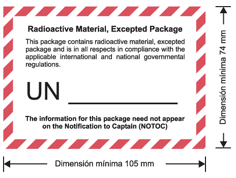 ETIQUETA MATERIAL RADIOACTIVO - BULTO EXCEPTUADO ( IATA 7.4.7) 105X74 MM BOBINA