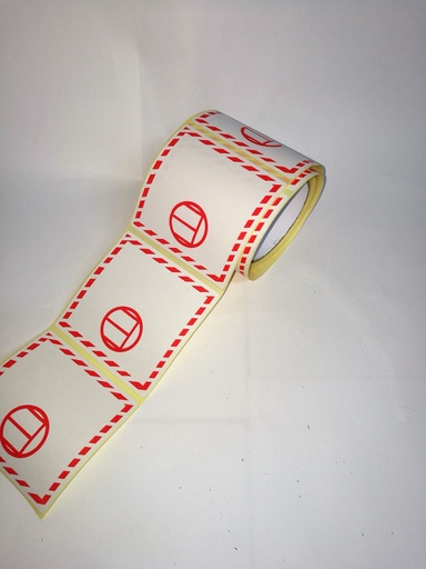 [MP007] ETIQUETA CANTIDADES EXCEPTUADAS ROJA - PERSONALIZADA -  100x100mm - Bobina