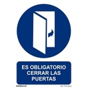 [RD26634] SEÑAL ADHESIVA OBLIGATORIO CERRAR LAS PUERTAS 100X150 mm