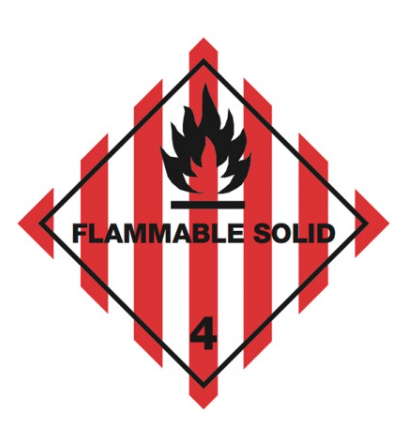 [CL4.1_TEXTO_250X250] CLASE 4.1 MATERIAS INFLAMABLES ( TEXTO FLAMMABLE SOLID) 250x250mm Bobina 