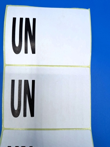 ETIQUETA ADHESIVA BLANCA - Polipropileno Adhesivo - TEXTO UN ______ Bobina  