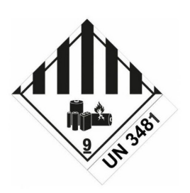 [CLASS 9A + UN 3481] ETIQUETA CLASE 9A BATERIAS - UN 3481 LATERAL 105X125 MM BOBINA 